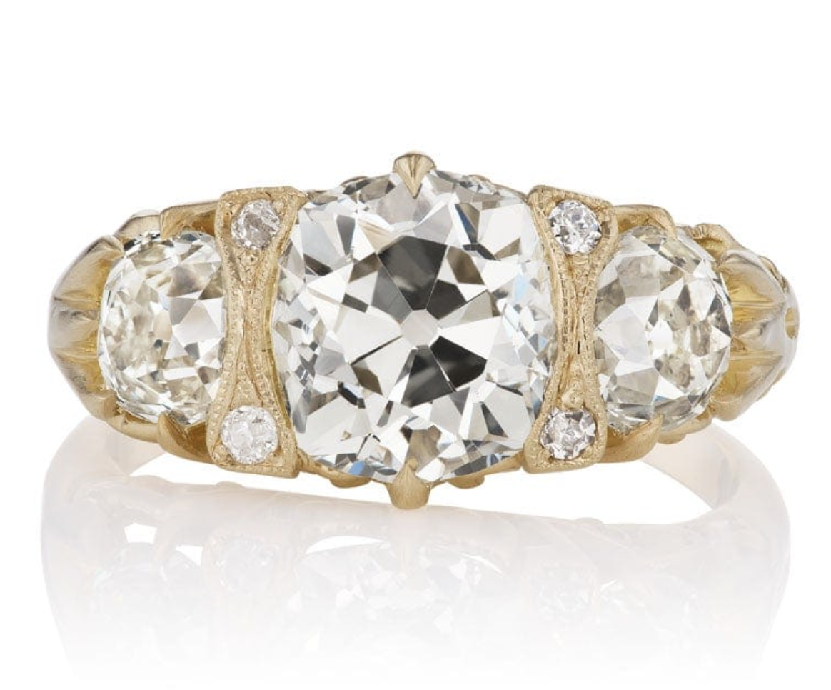 Detailed 2.81 ct Old Mine Cut Engagement Ring