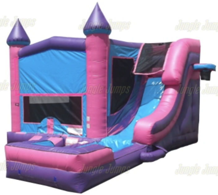 Pink Modual Castle side Slide Combo Wet/Dry - Jungle Jumps