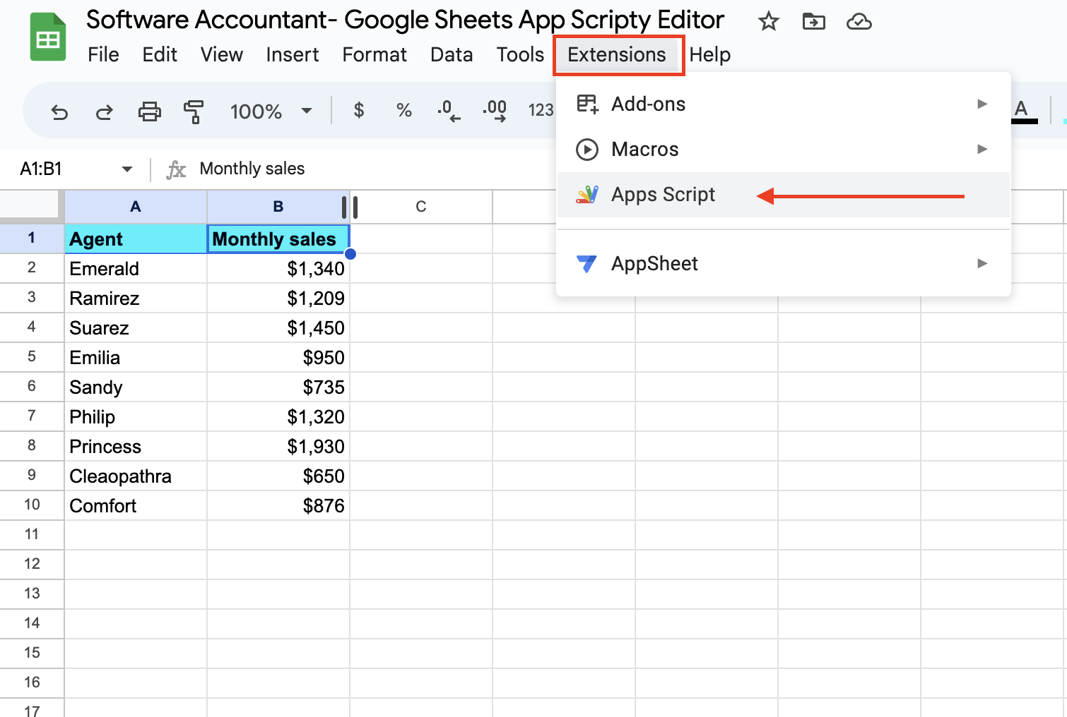 Google Sheets App Script Editor- How To Open And Use It