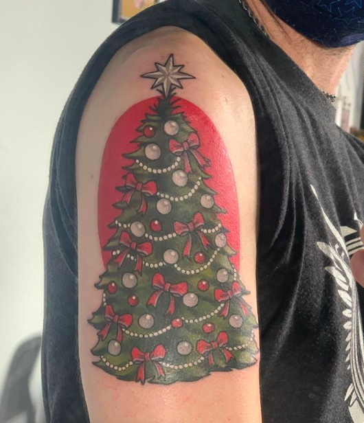 Christmas Tree with Decoration Tattoo