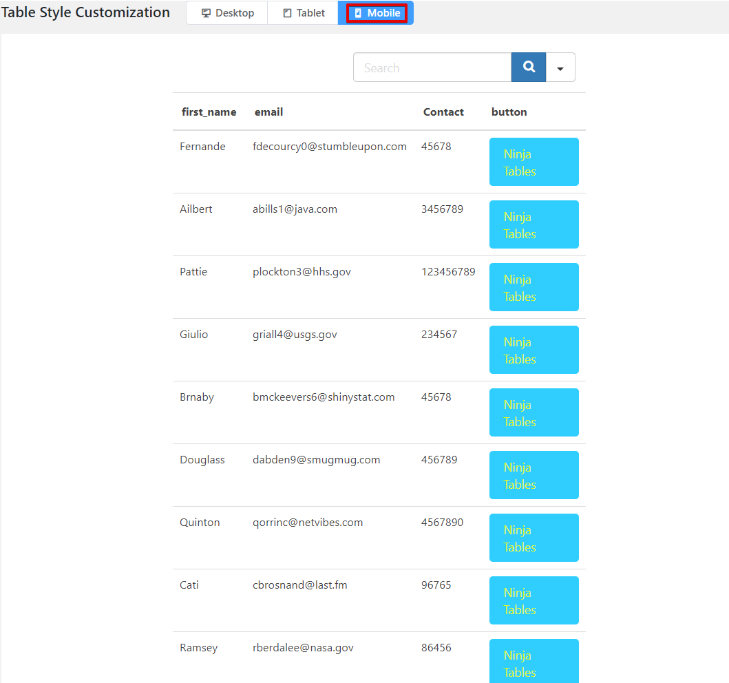 table plugin for organizing online data