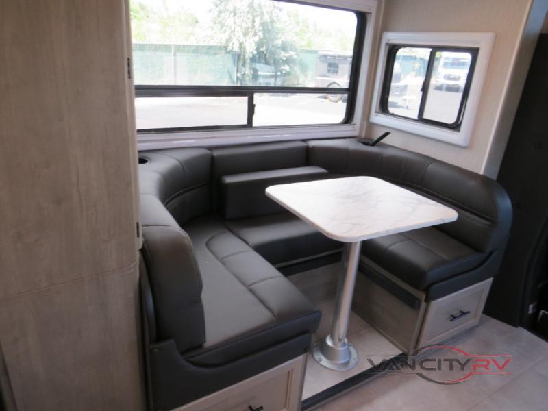 The spacious dinette offer storage underneath.