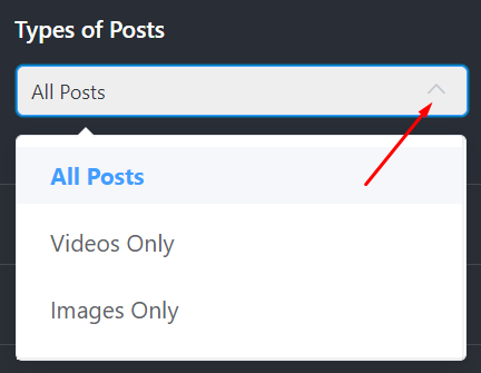 Types of posts Instagram settings