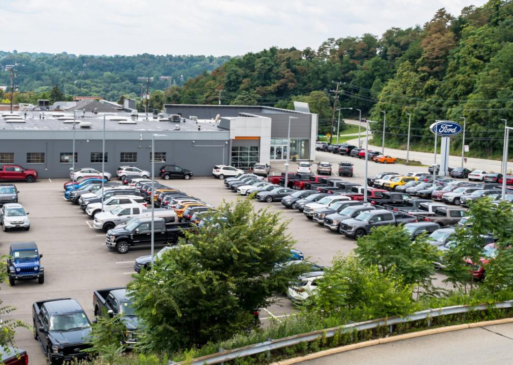 Used vehicles at a dealership in Monroeville, Pennsylvania.