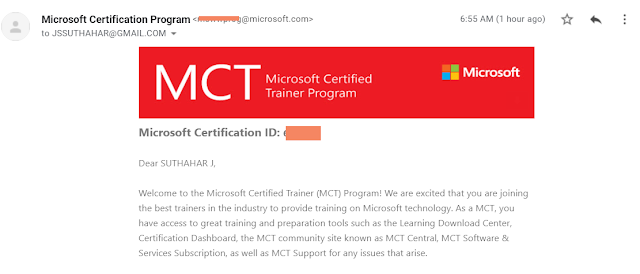 Suthahar Become a Microsoft Certified Trainer 2020
