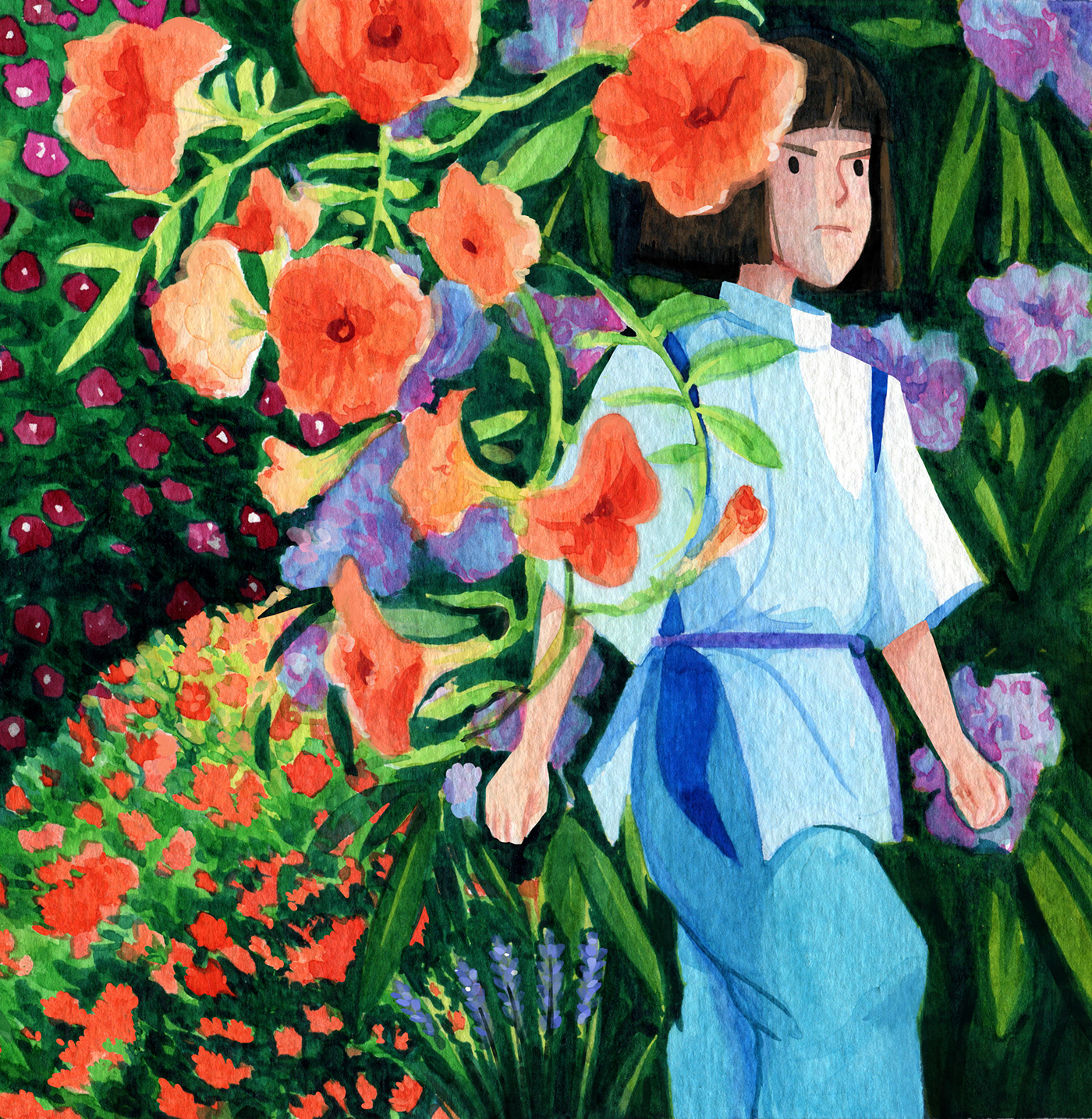 Fan Art Ghibli ghibli fan art Ghibli Redraw ILLUSTRATION  miyazaki miyazaki fan art miyazaki redraw painting   TRADITIONAL ART