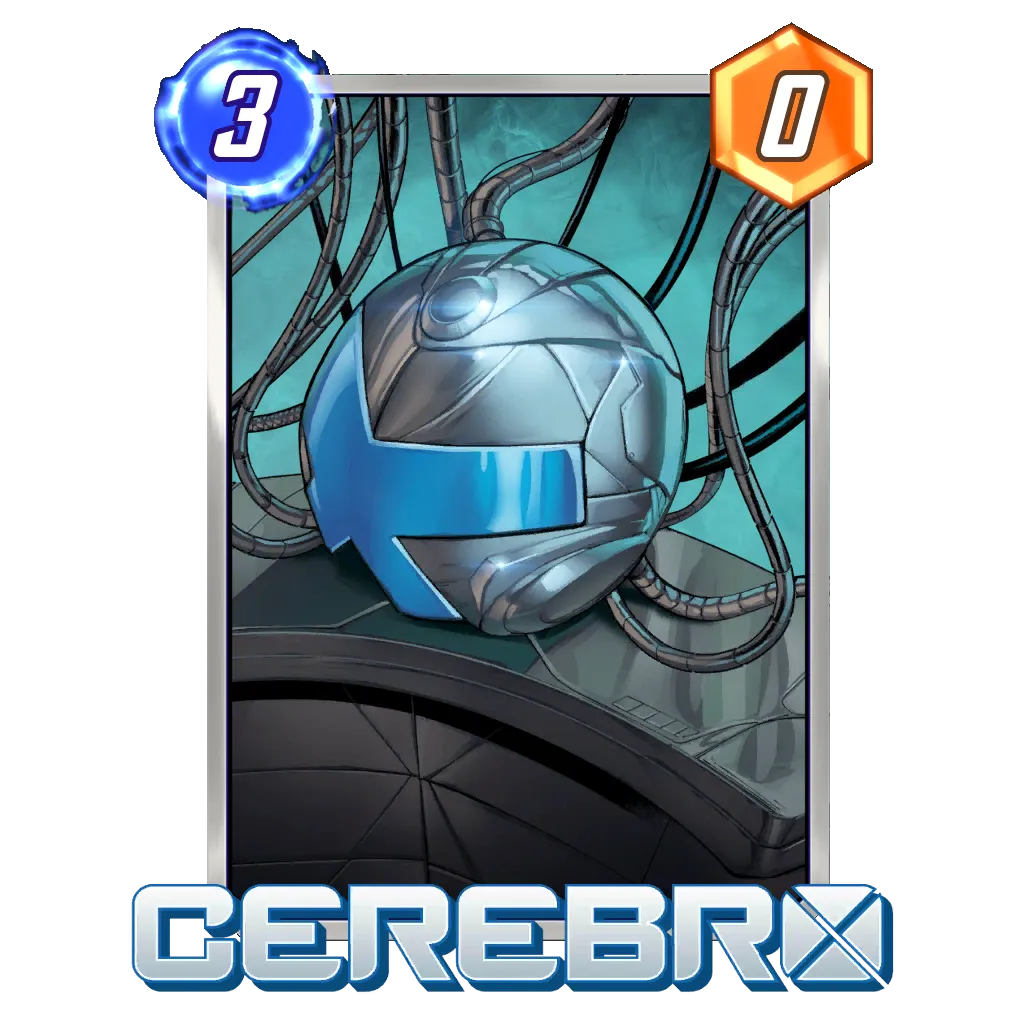 The Cerebro card in Marvel Snap, with a cost of three and a power of zero.