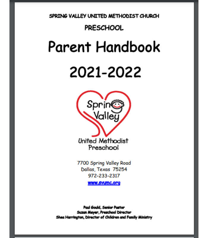 Spring Valley United Methodist Church Preschool parent handbook