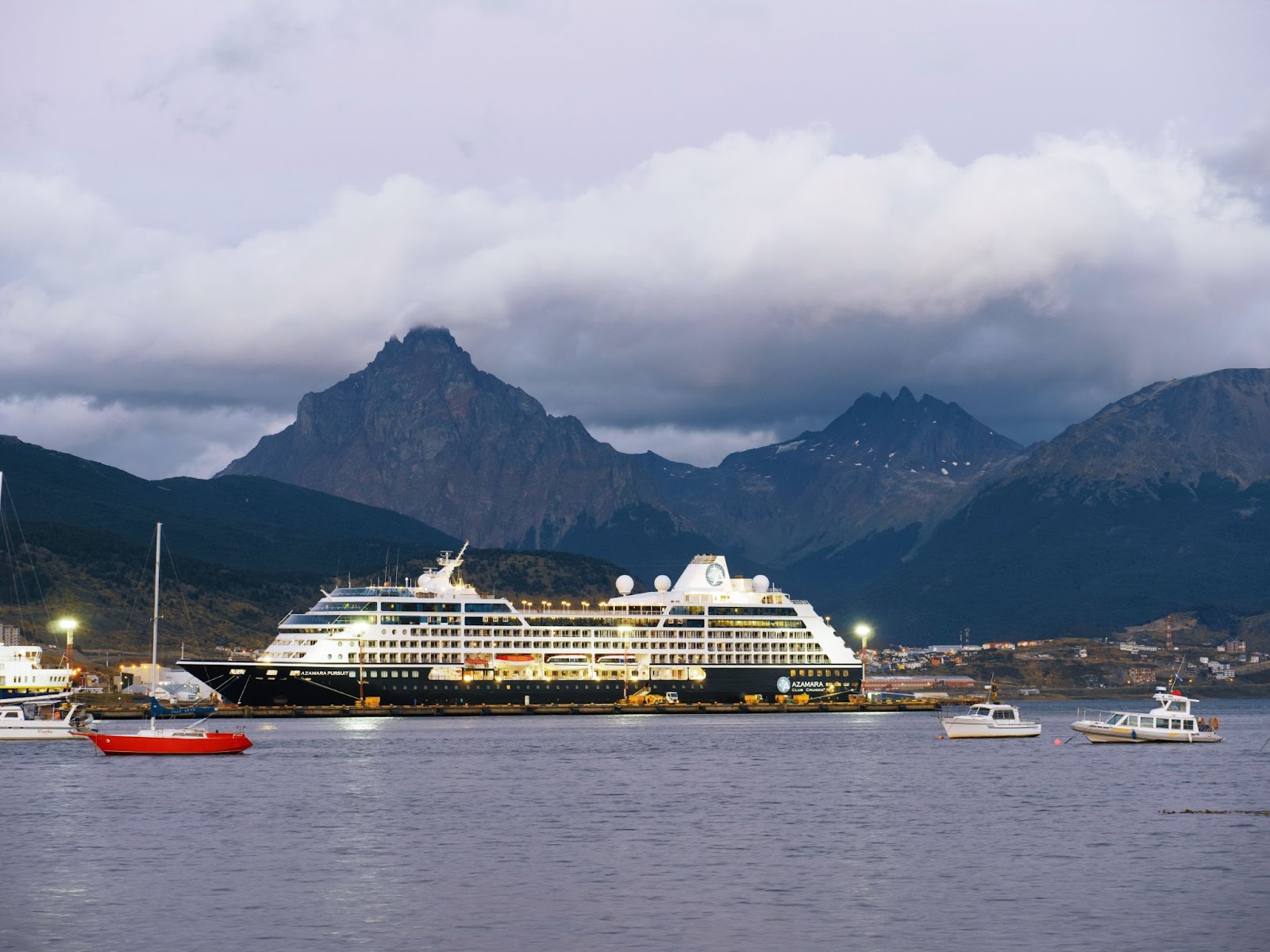 Azamara Pursuit docked in Ushuaia, Argentina, the Southernmost City in the World