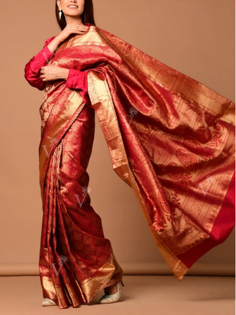 Maroon Banarasi Silk Handloom Saree