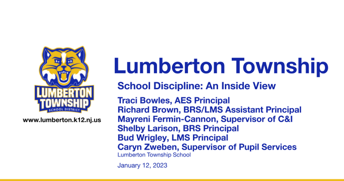 LTSD School Discipline: An Inside View Presentation 1-12-23