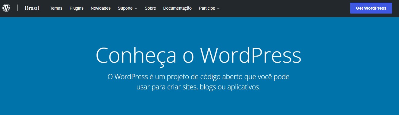 Página inicial do site WordPress