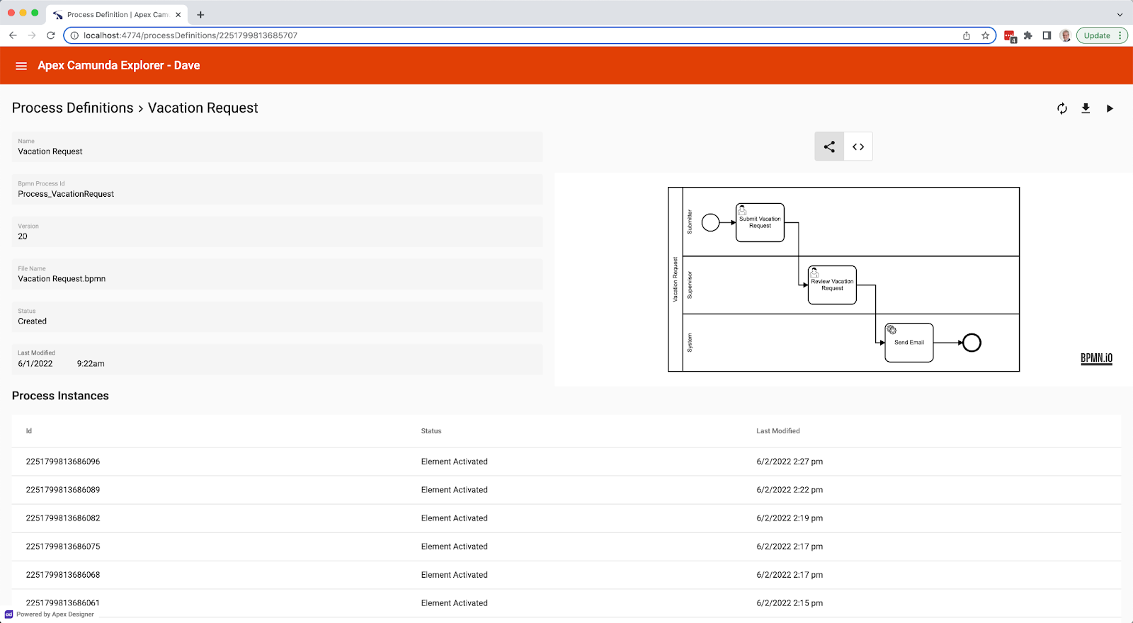 Apex Camunda Explorer Version 14