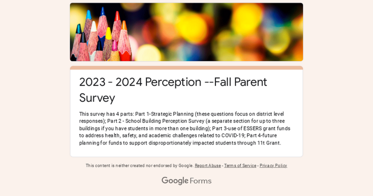 2023 - 2024 Perception --Fall Parent Survey