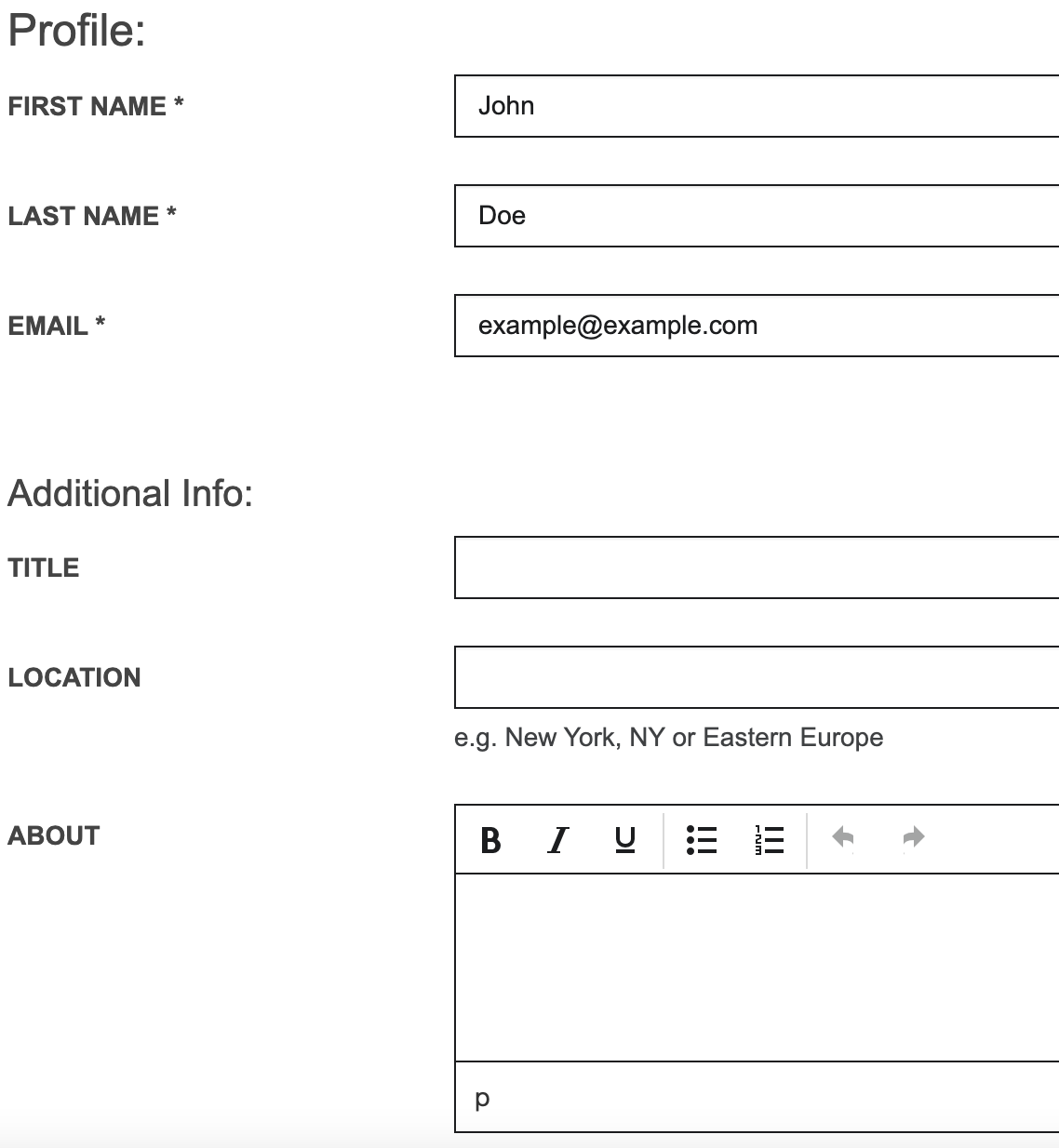 profile information