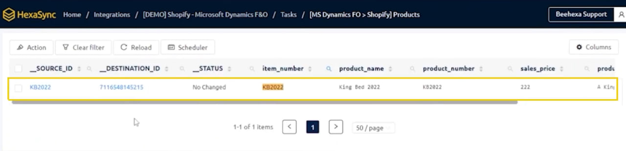 search the product data by item_number