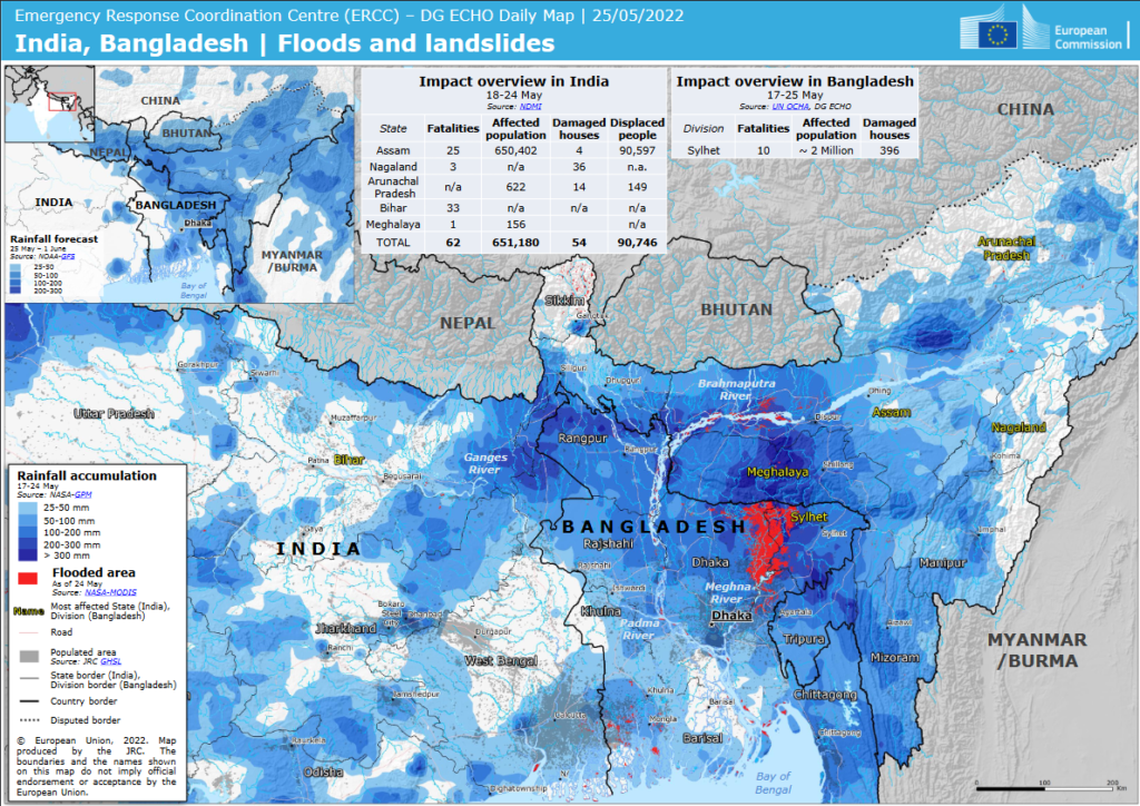 India, Bangladesh - Floods and Landslides 2022, Source: ECDM