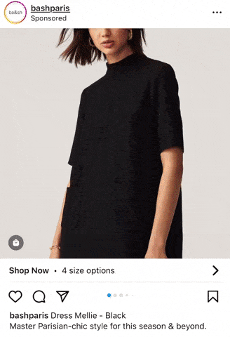bash paris instagram carousel ad with multiple clothing items