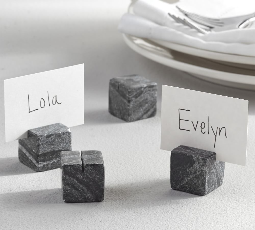 Black Marble Cube Place Card Holders - Pottery Barn