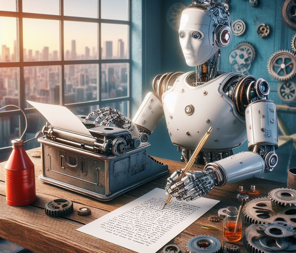 robot writing a book