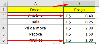 Selecionando intervalo de valores