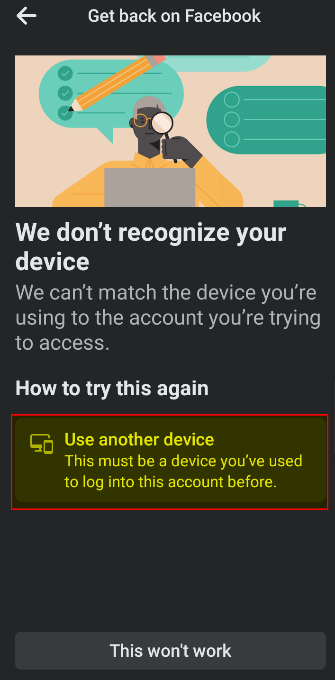 use another device to reset password