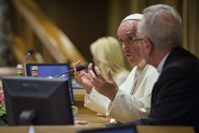 Pope Francis speaks at a workshop on climate change in Rome, June 21, 2015. Credit: L'Osservatore Romano.