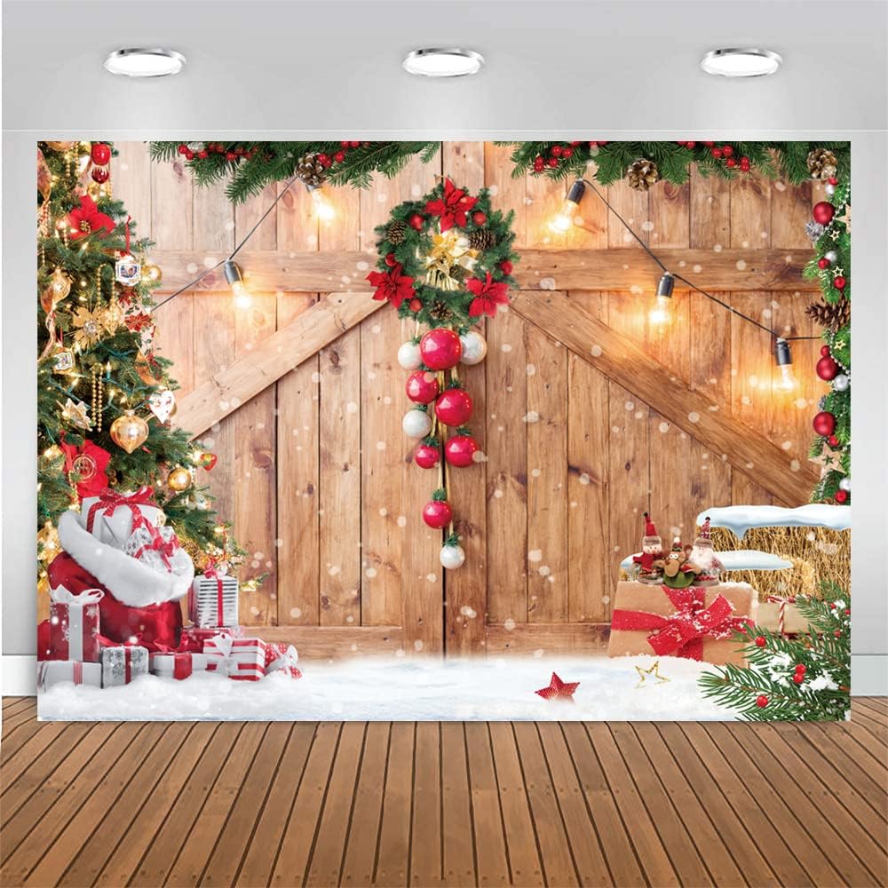 Christmas Rustic Barn Wood Door Photograph