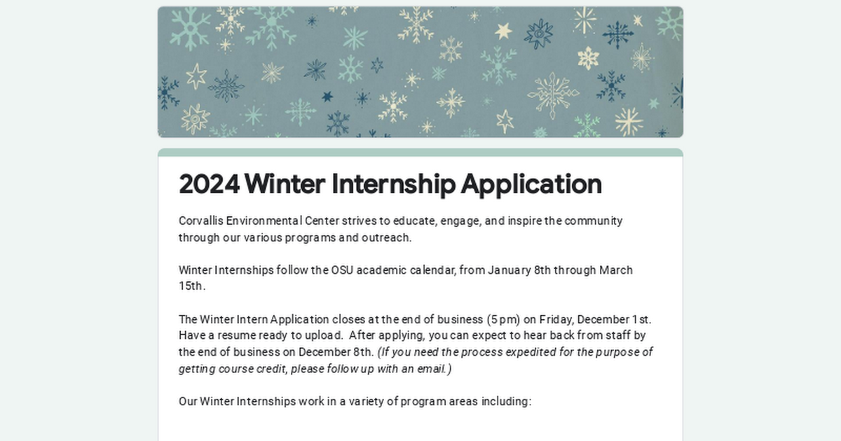 2024 Winter Internship Application
