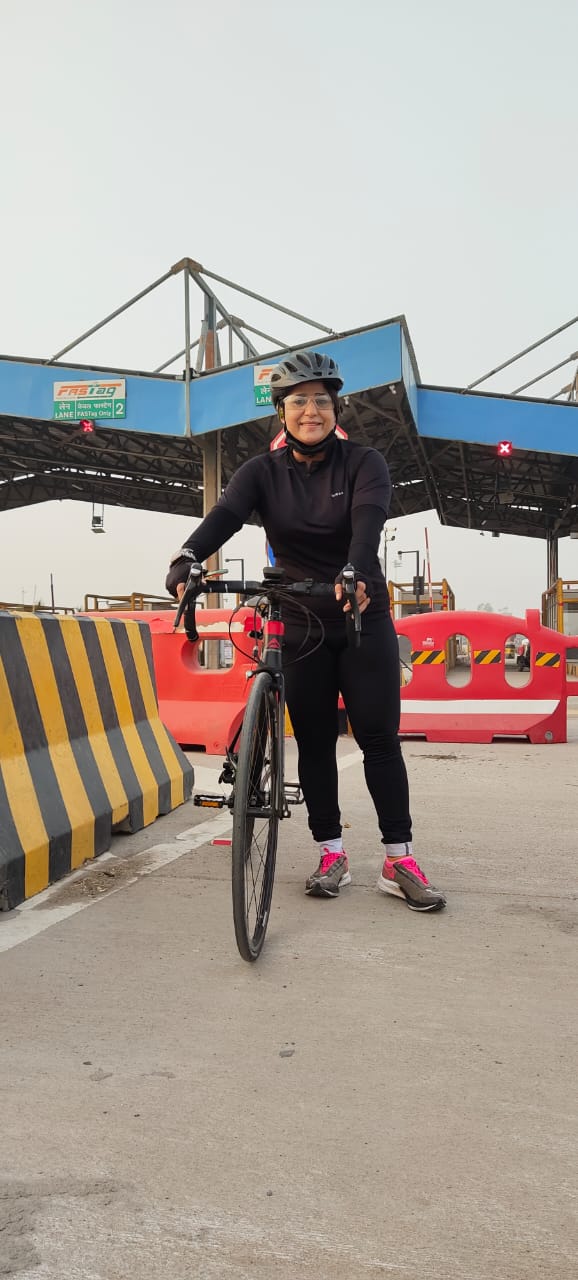 Aditi at one of her long-distant cycling trips.