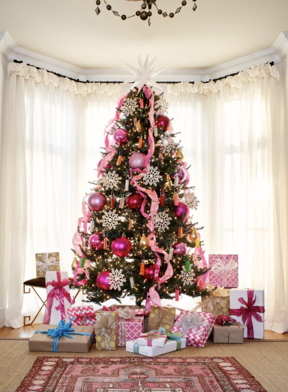 pink bauble christmas tree decorations