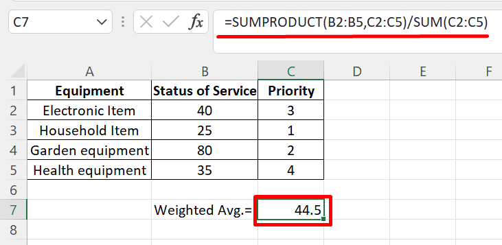 How to Use SUMPRODUCT to Calculate the Weighted Average