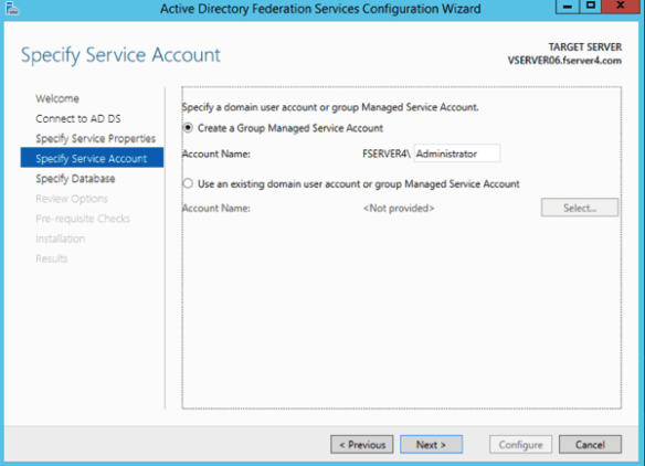 ADFS Service Account