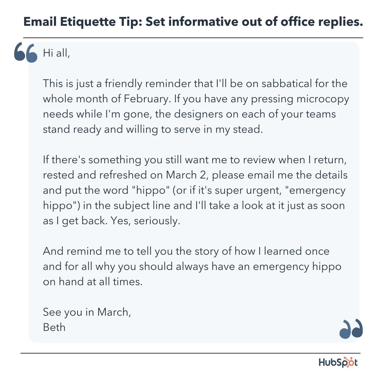 email etiquette tip: set informal out of office replies