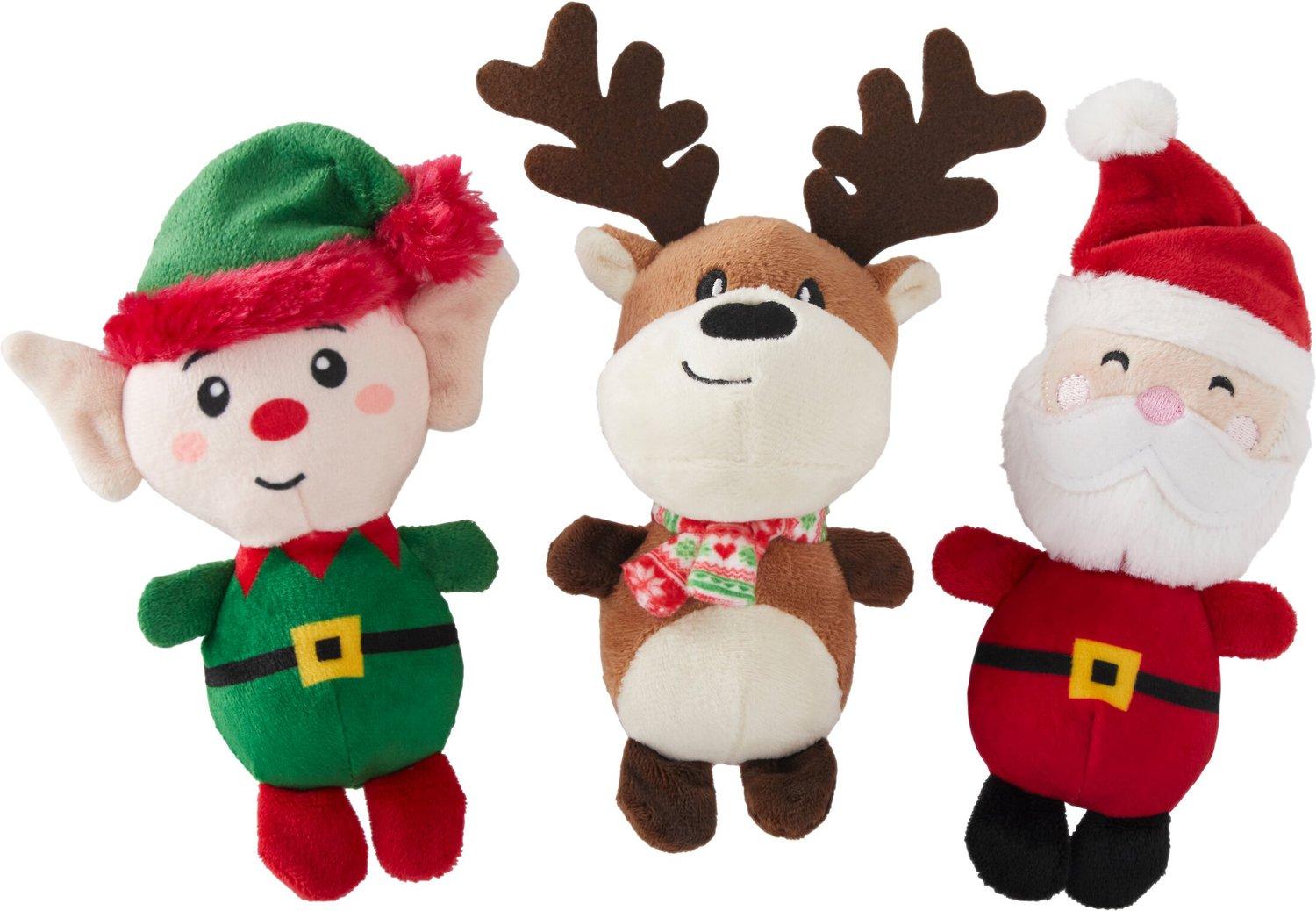 FRISCO Holiday Santa`s Helpers Plush Squeaky Dog Toy, 3 count - Chewy.com
