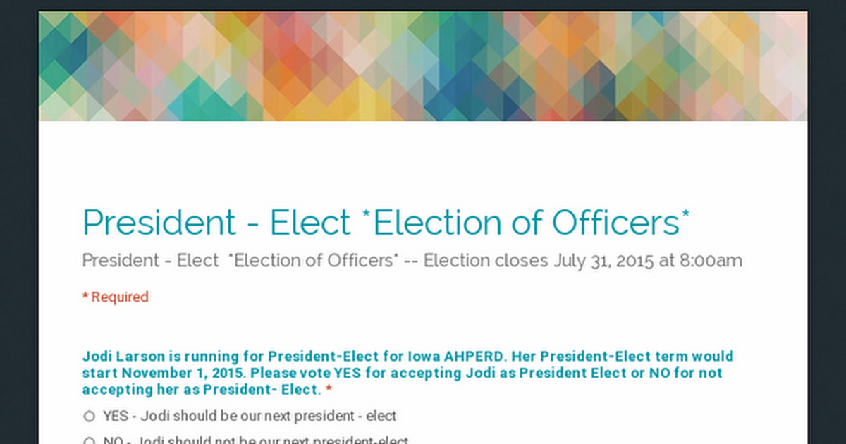 President - Elect   *Election of Officers*