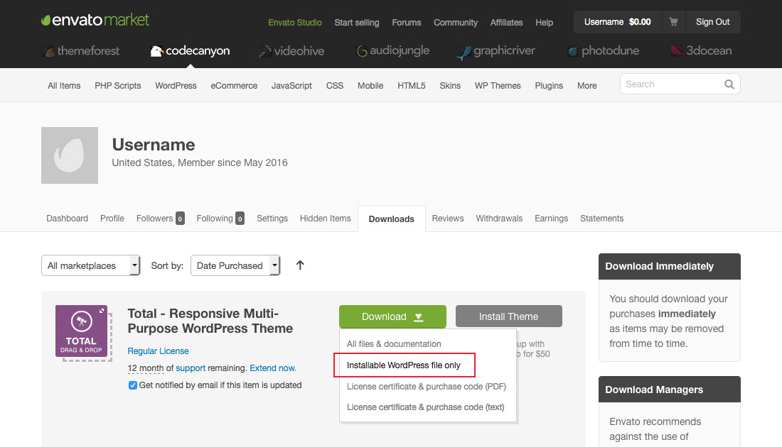 Baixe o Tema WordPress