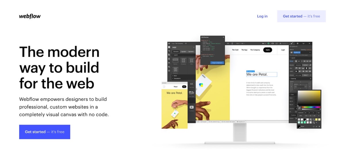 No code platform: Webflow website