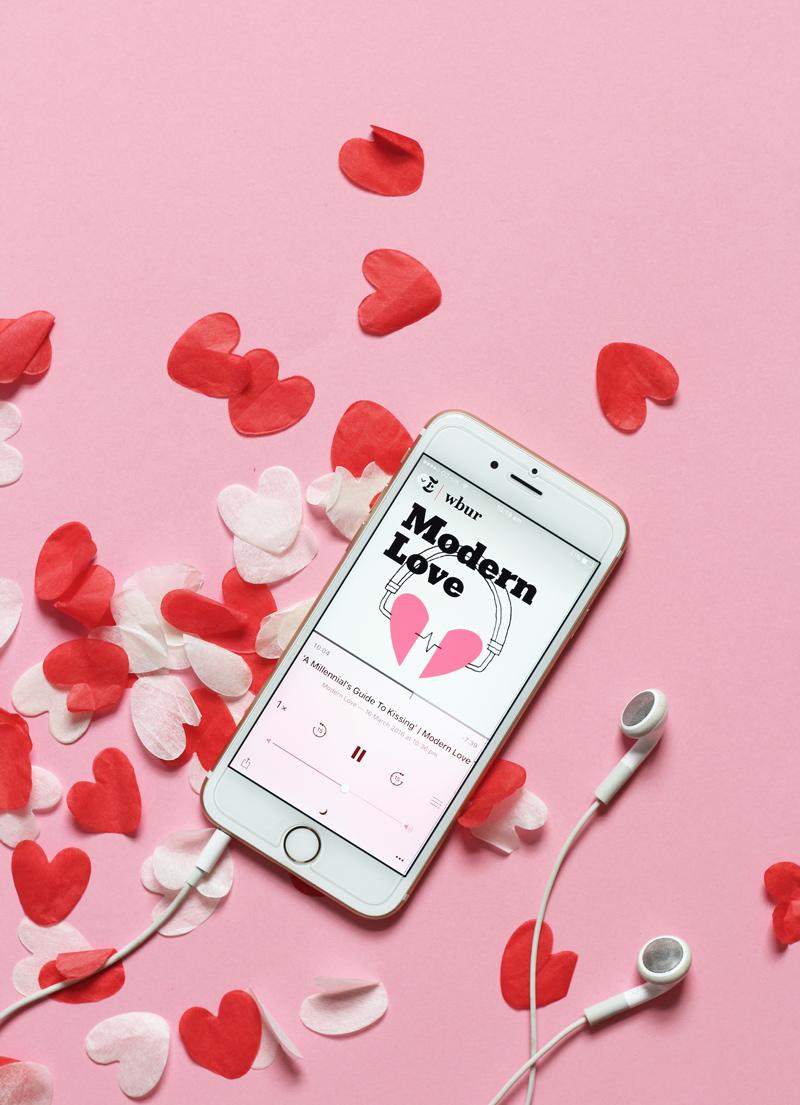 NPR Modern Love podcast iphone with hearts