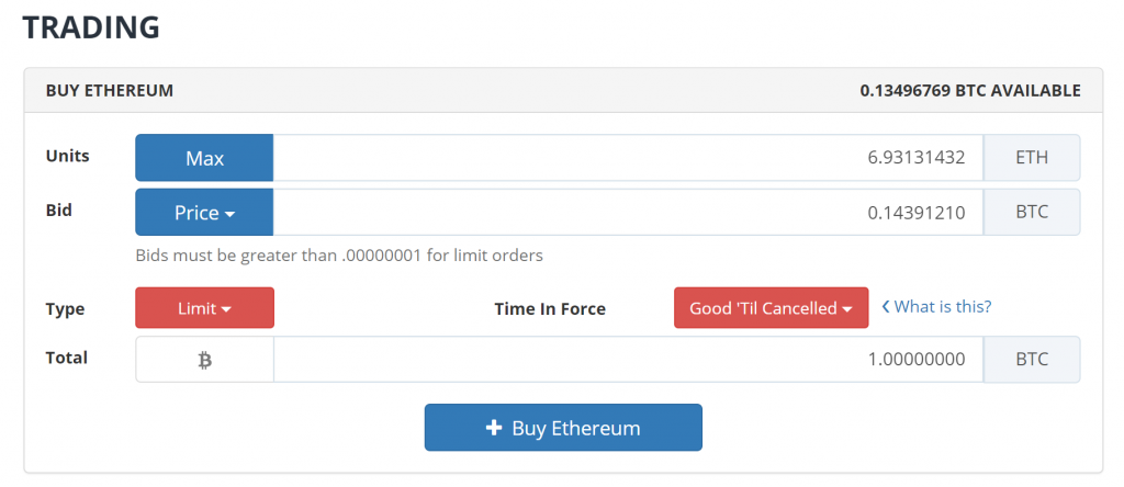 Examples of Conditional orders on Bittrex