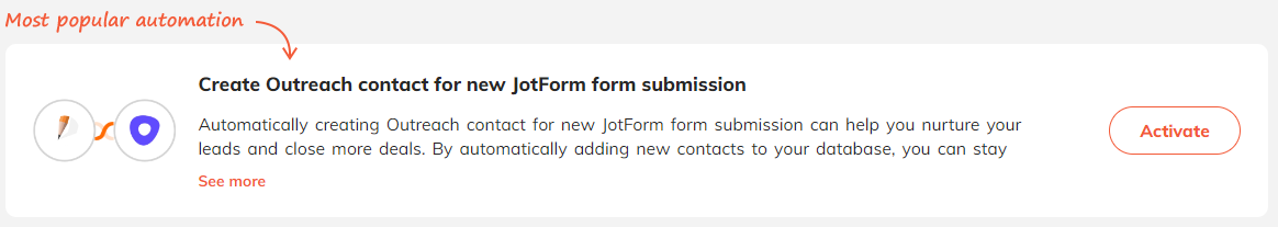popular automations for JotForm + Outreach integration