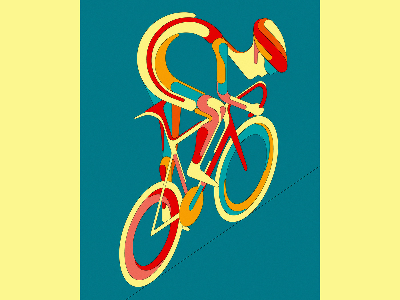 Illustration of Bike charles williams cycle Cycling cycling posters geometric made up sport Tour de France velo