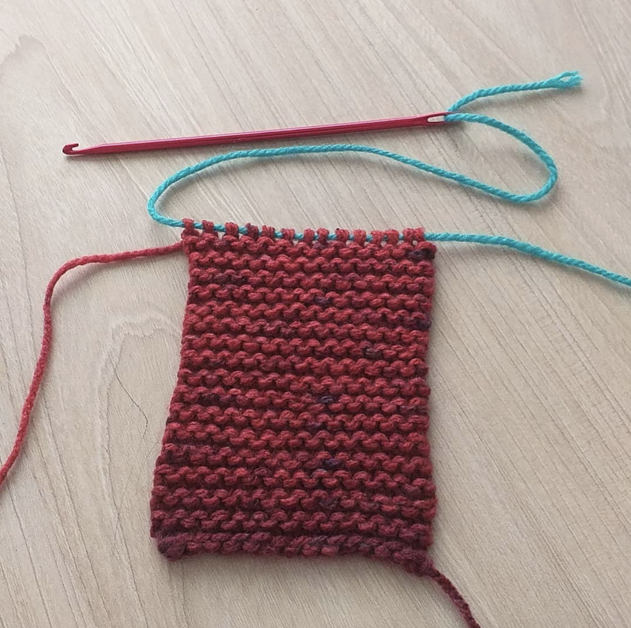 red knitting