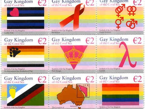 sellos micronación Reino Gay y Lesbico de las Islas del Mar del Coral