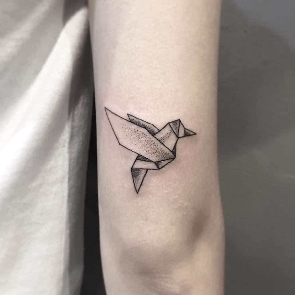  Hummingbird Origami Tattoo