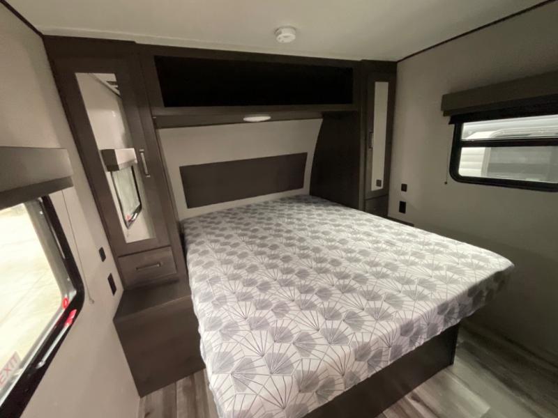 Bedroom in the Grand Design Transcend Xplor travel trailer