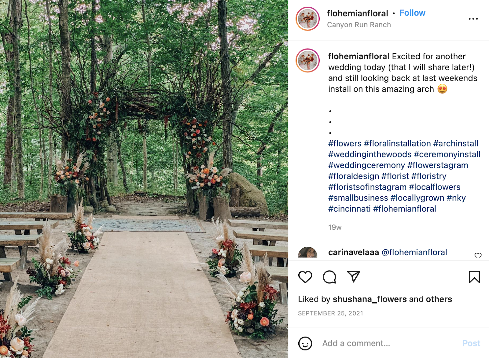 wedding arch for wooded wedding