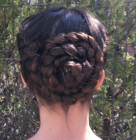 bridal hairstyle with French braid bun