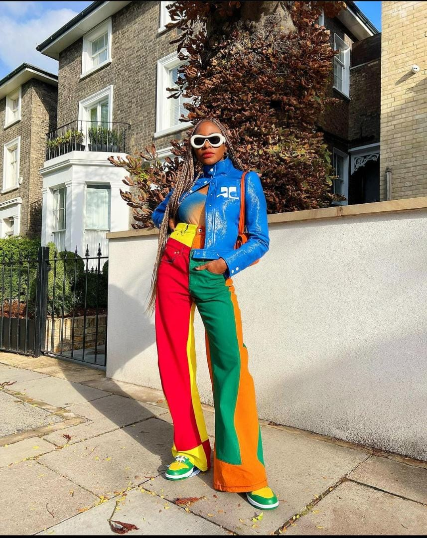 lady rocking colorful eccentric fashion style outfit