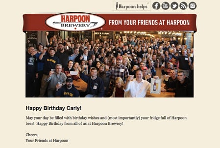 Harpoon Brewery engaging outreach email example